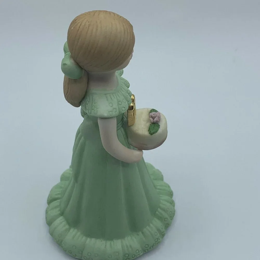 Vintage Enesco 11th Birthday 1981 Figurine in Box Green Dress Growing Up Girls
